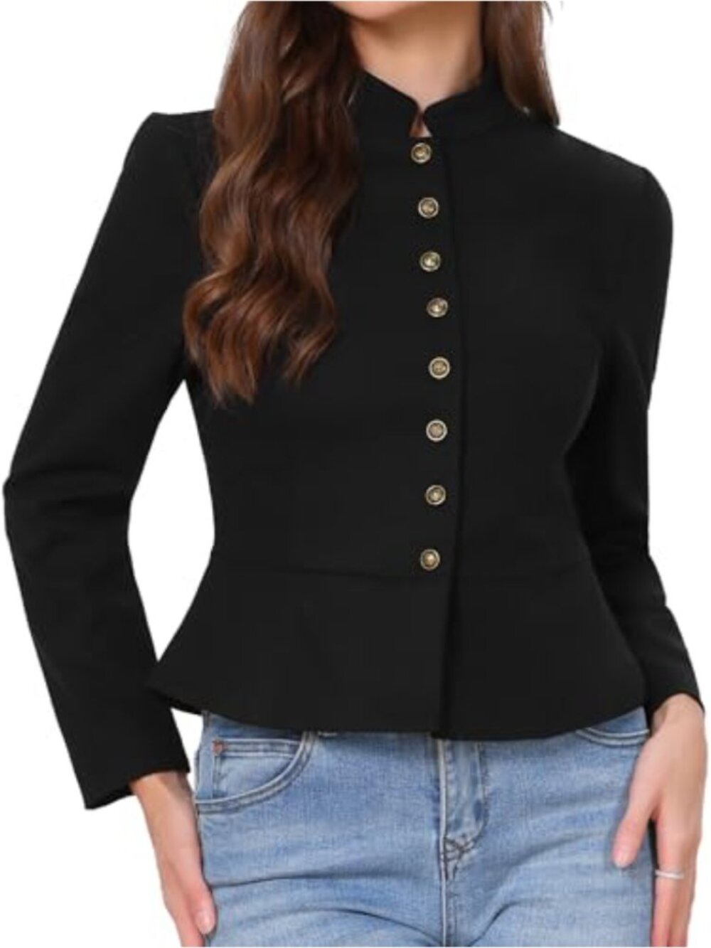 Cropped Blazer Fitted Suit Jacket Business Casual Long Sleeve